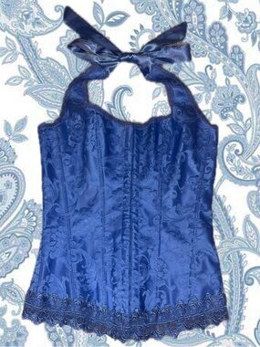 Frederick's of Hollywood Royal Blue Halter Corset Top
